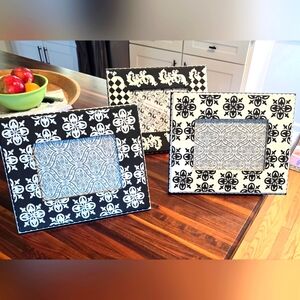 Custom Painted On ETSY B/W  Patterned Photo Frames 9 X 11 W Glass NWOT